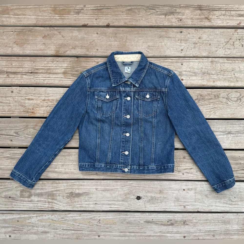 Women’s GAP Factory Store Y2K Blue Denim Jacket Size Medium (Petite)